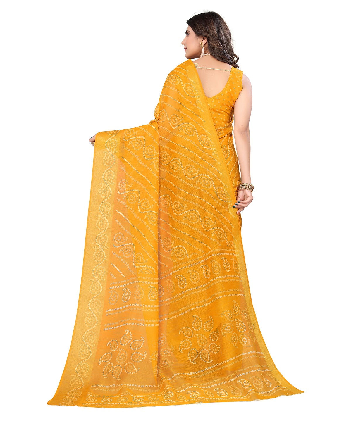 Vamika Linen Jari Border Yellow Bollywood Style Saree - Distacart
