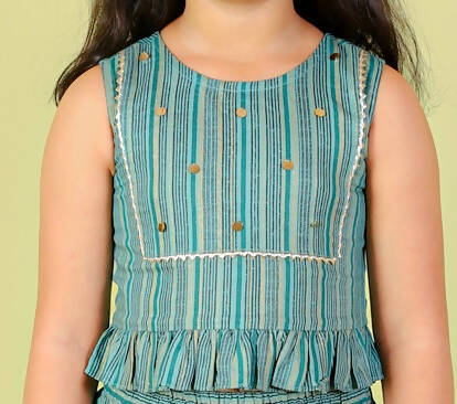 Lil Drama Girls Top With Dhoti Set - Sea Green - Distacart