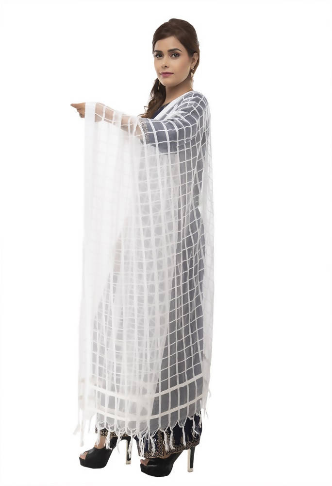 Mominos Fashion White Cotton Square Dupatta