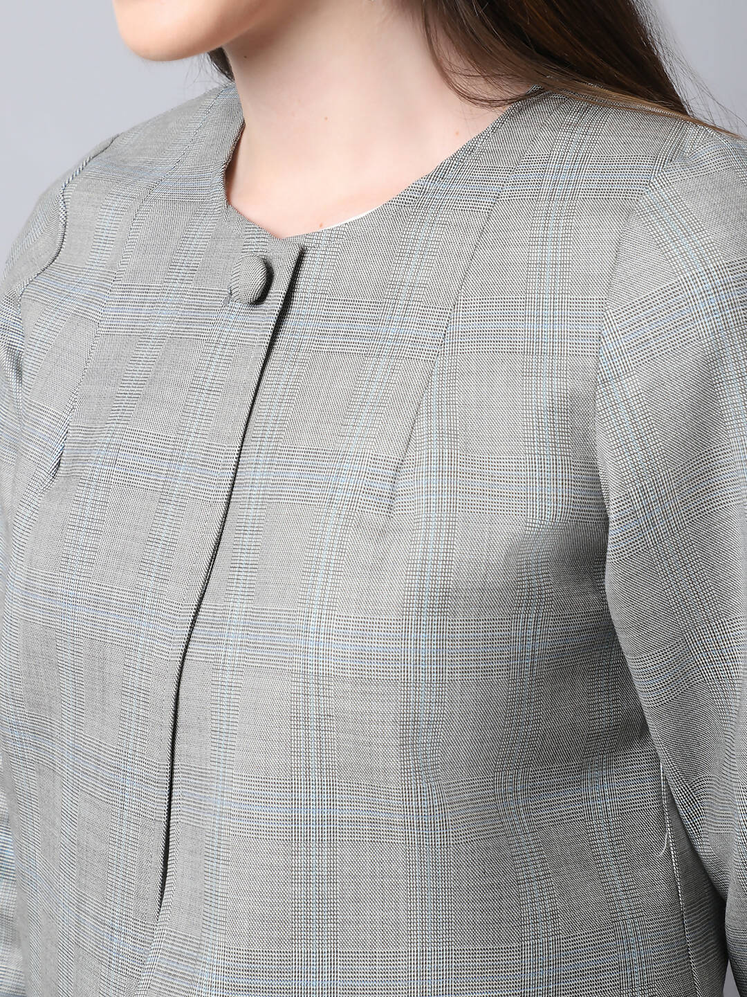 Even Apparels Grey Polywool Open Front Statement Women's Jacket (BF662) - Distacart