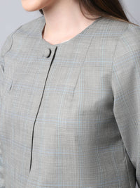 Thumbnail for Even Apparels Grey Polywool Open Front Statement Women's Jacket (BF662) - Distacart