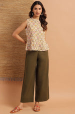 Thumbnail for Janasya Women's Cream Cotton Floral Print Designer Back Top - Distacart