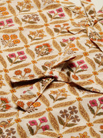 Thumbnail for Janasya Women's Cream Cotton Floral Print Designer Back Top - Distacart