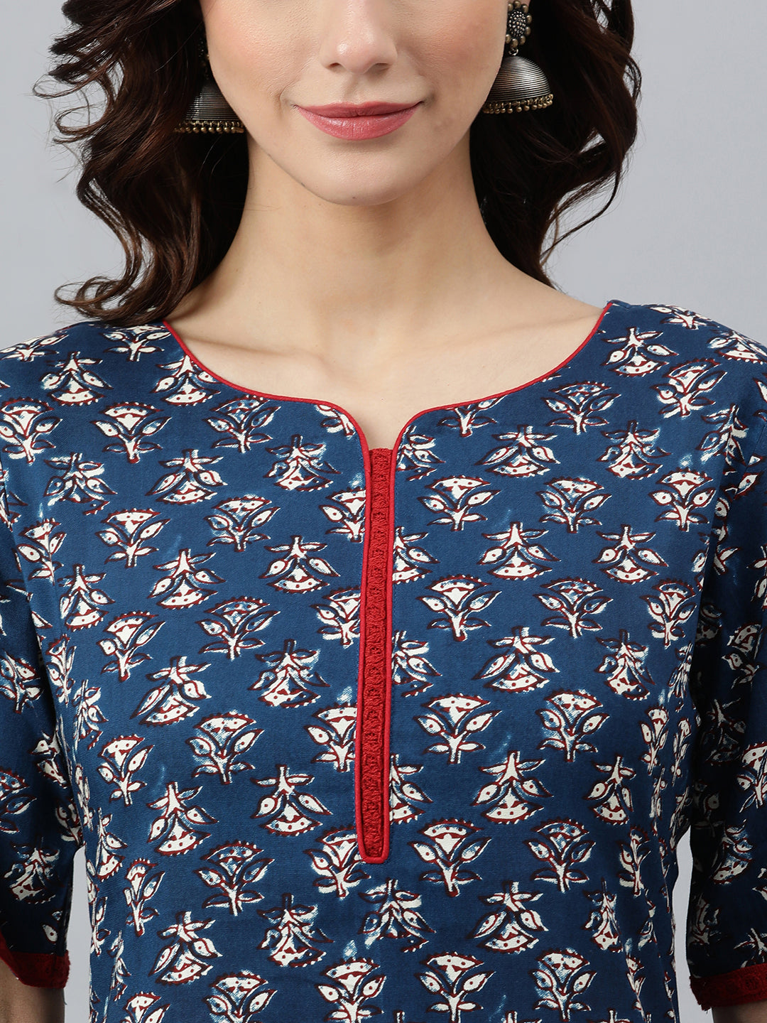 Janasya Women's Blue Rayon Floral Printed Casual Straight kurta - Distacart