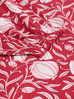 Thumbnail for Janasya Women's Red Cotton Floral Printed A-line Western Dress - Distacart