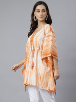 Thumbnail for Janasya Women's Rust Cotton Tie dye Kaftan Kaftan Tunic - Distacart