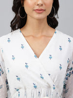 Thumbnail for Janasya Women's White Georgette Digital Printed Flared Western Dress - Distacart