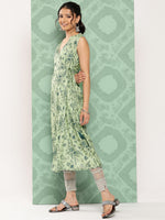Thumbnail for Janasya Women's Light Green Crepe Digital Printed Casual Angrakha Kurta - Distacart