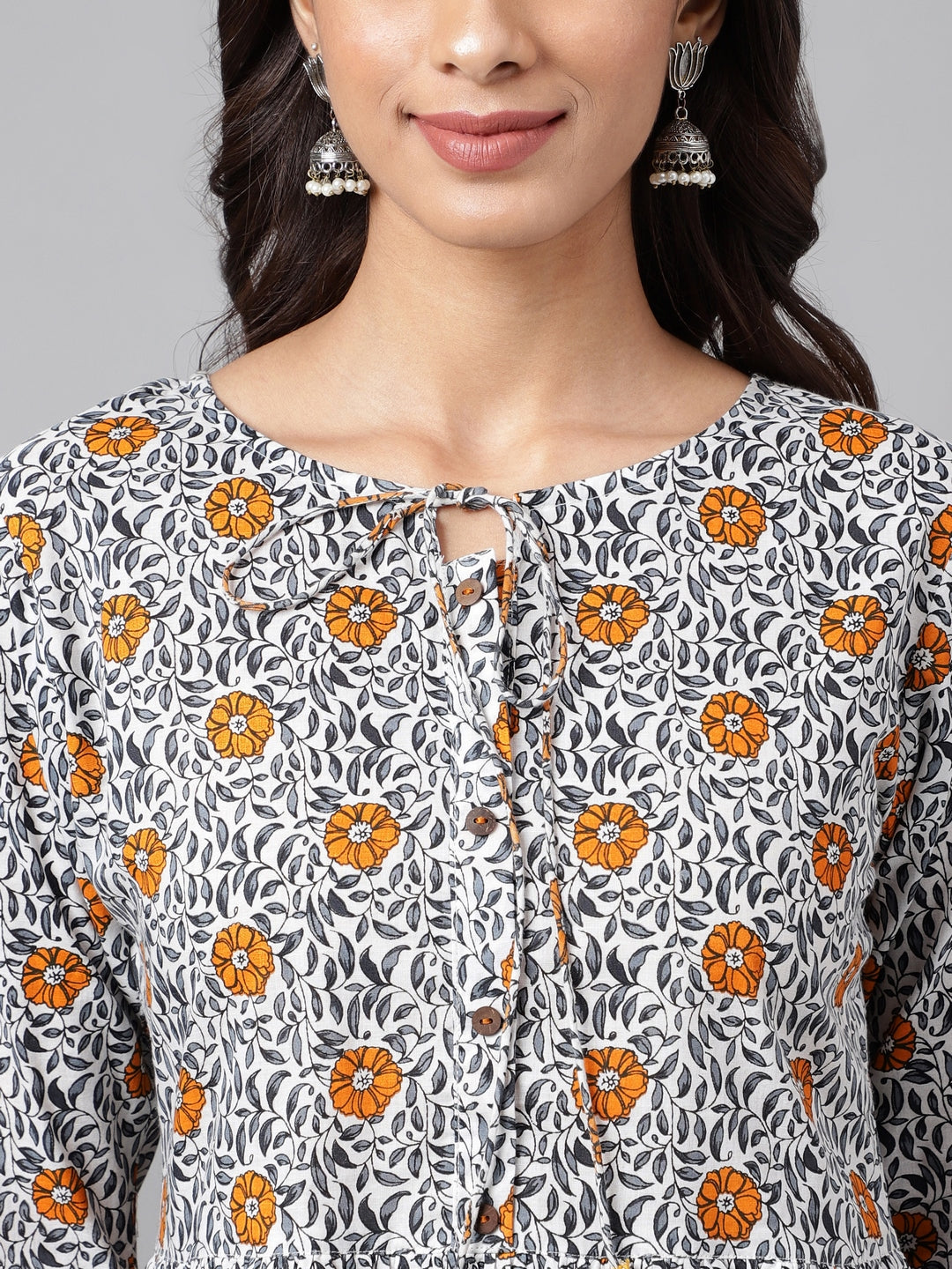 Janasya Women's Multicolor Cotton Botanical Printed Casual Peplum Top - Distacart