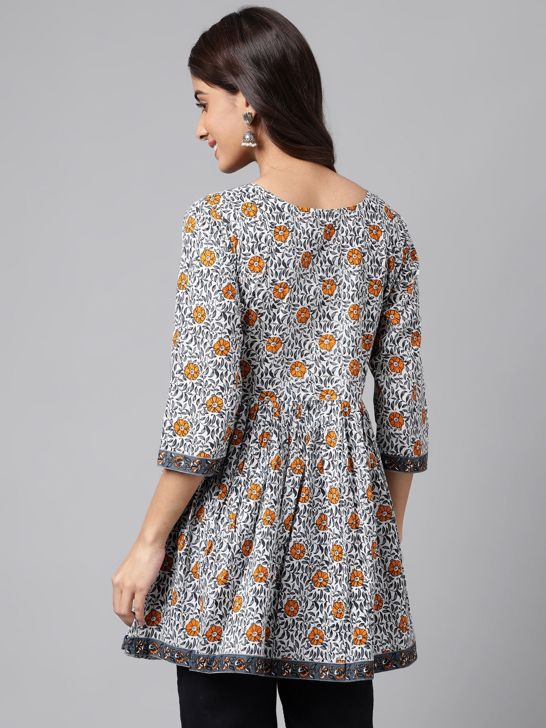 Janasya Women's Multicolor Cotton Botanical Printed Casual Peplum Top - Distacart