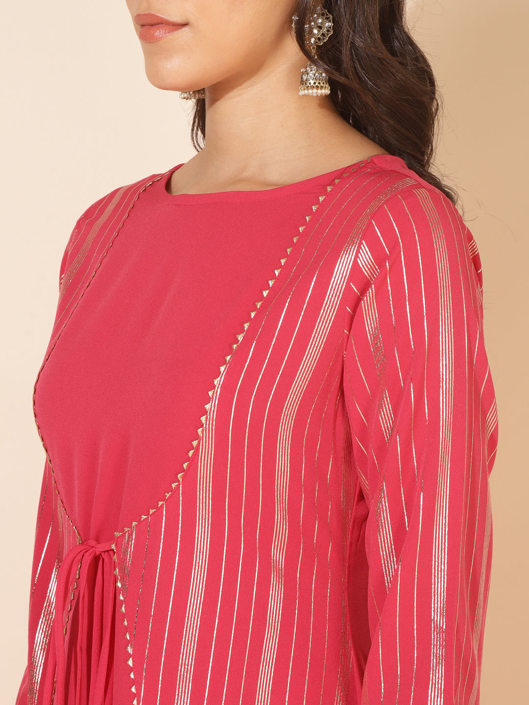 Janasya Dark Pink Crepe Foil Printed Casual Kurta - Distacart