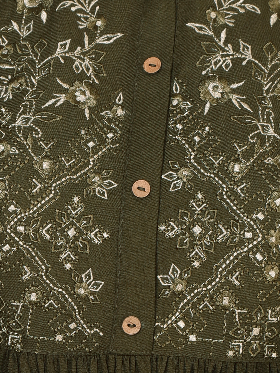 Janasya Olive Rayon Yoke Embroidered Casual Kurta - Distacart