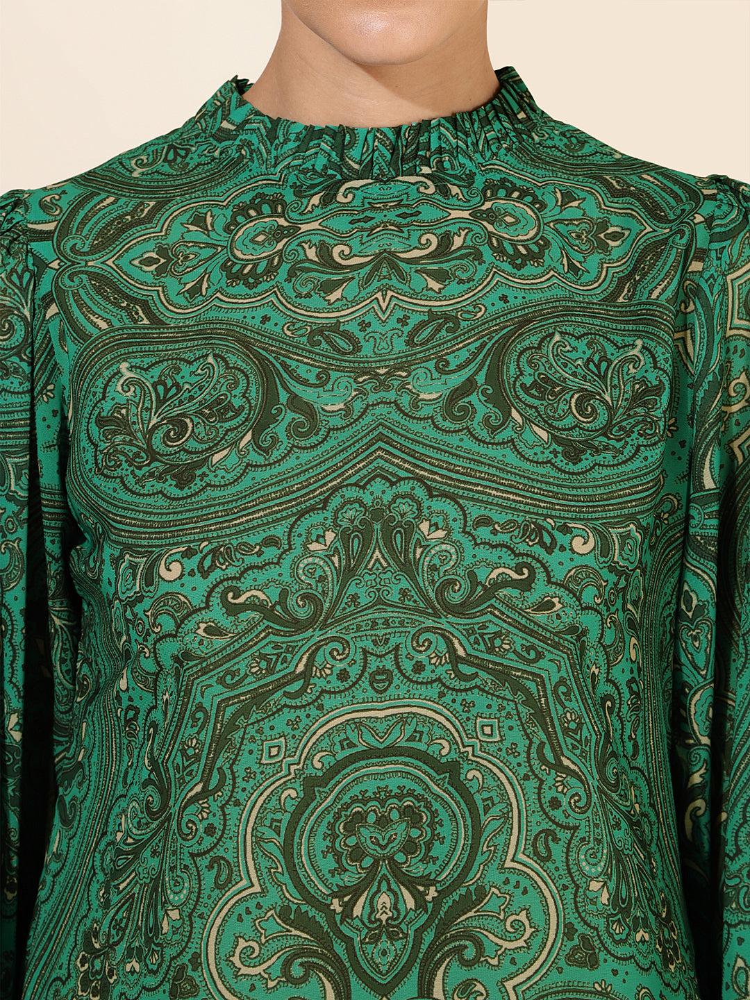 Janasya Women's Green Georgette Digital Printed Casual Top - Distacart