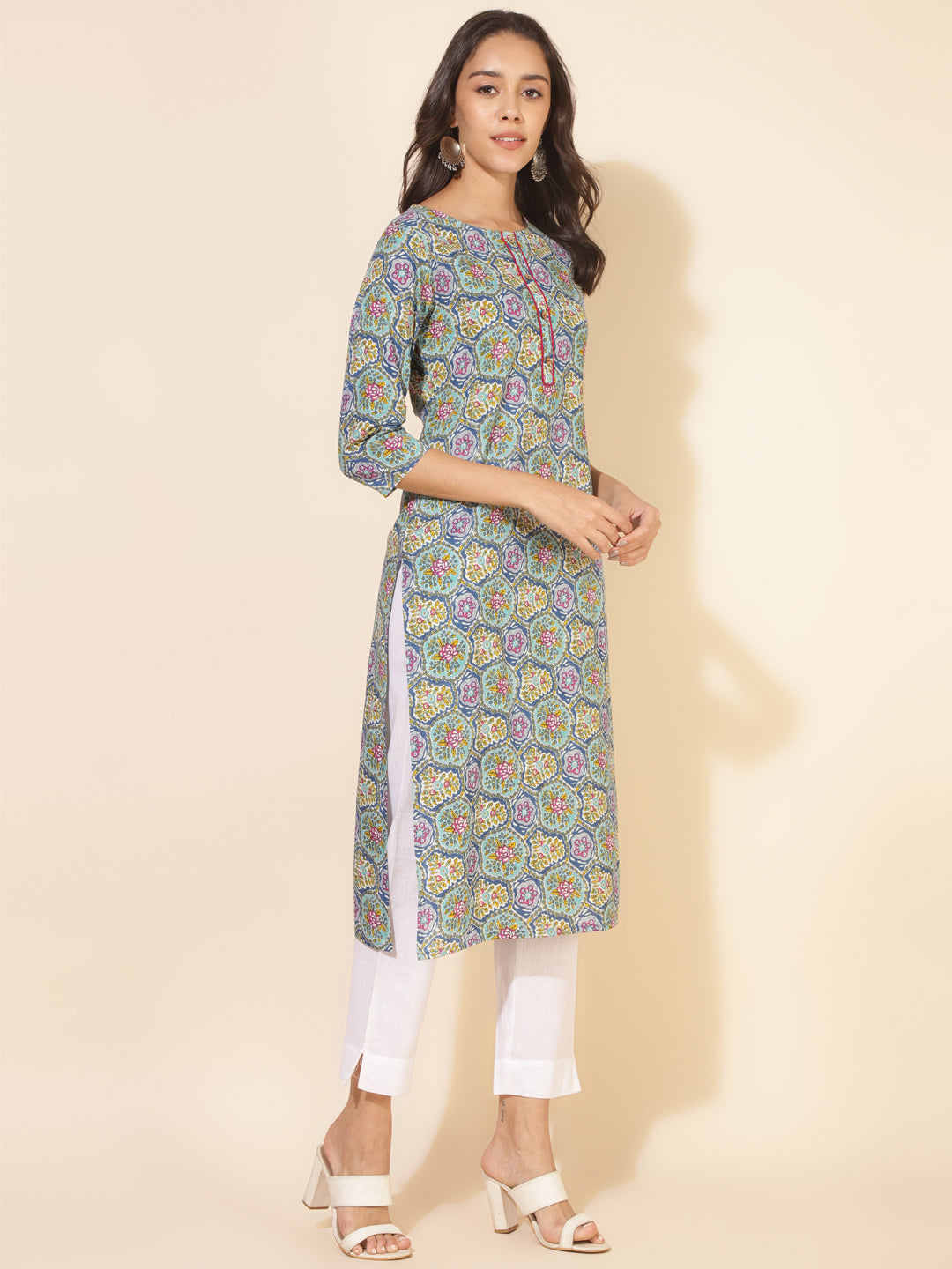 Janasya Multicolor Cotton Printed Casual Kurta - Distacart