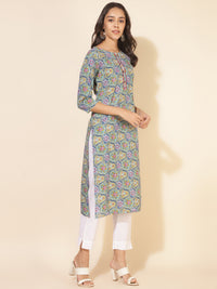 Thumbnail for Janasya Multicolor Cotton Printed Casual Kurta - Distacart
