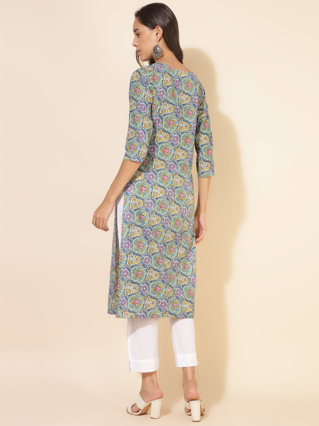 Janasya Multicolor Cotton Printed Casual Kurta - Distacart