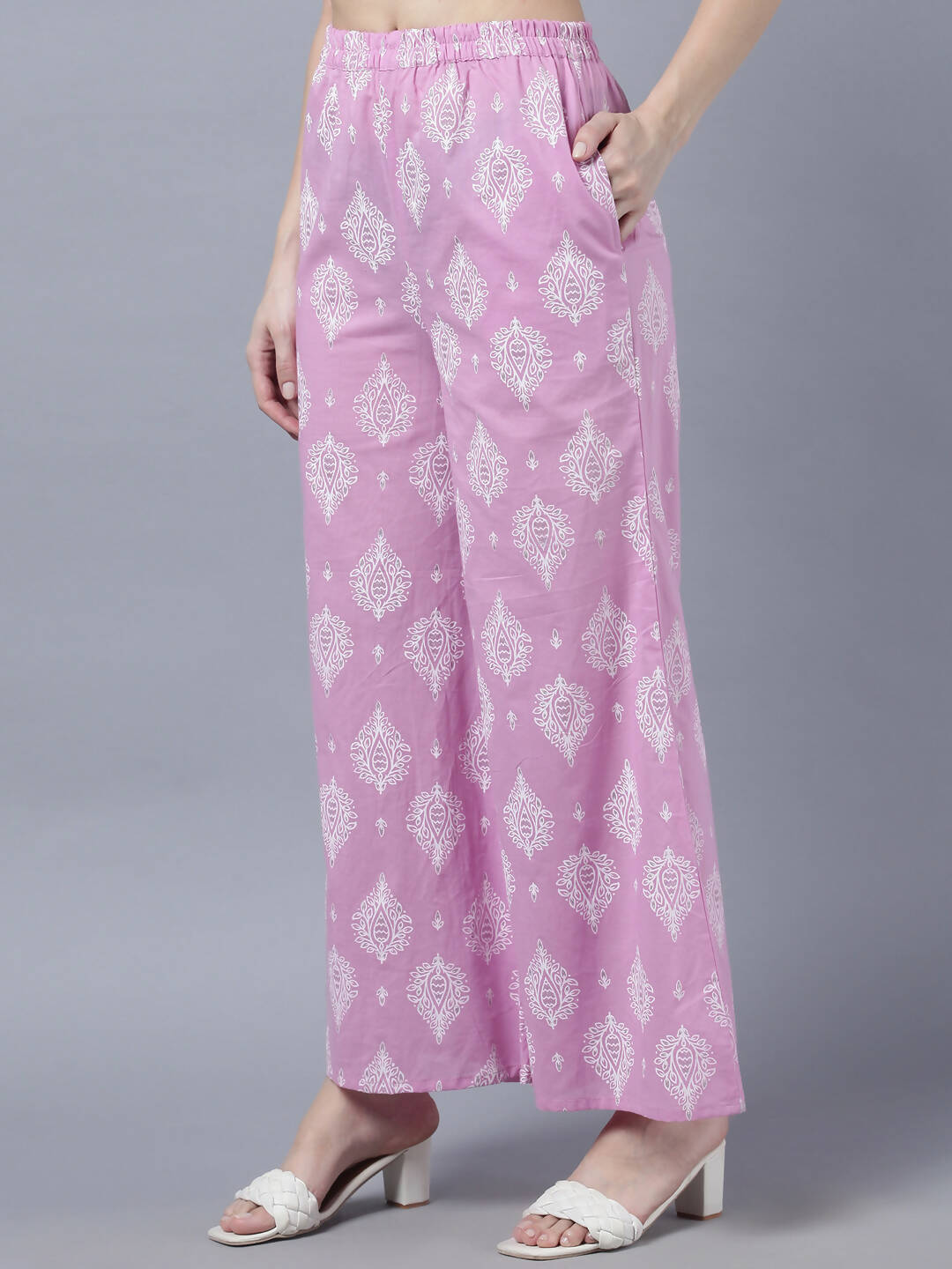 Myshka Stylish Pink 3/4 Sleeve Women's Kurta Palazzo Set - Distacart