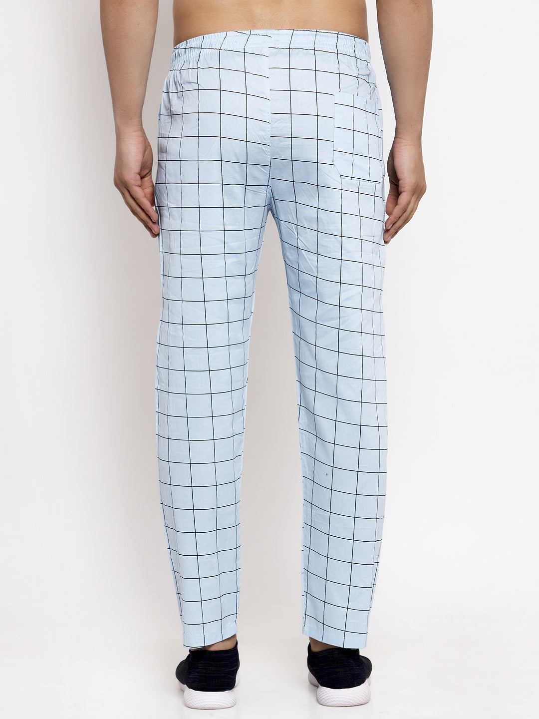 Jainish Men's Blue Checked Cotton Track Pants ( JOG 012Sky ) - Distacart