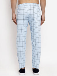 Thumbnail for Jainish Men's Blue Checked Cotton Track Pants ( JOG 012Sky ) - Distacart