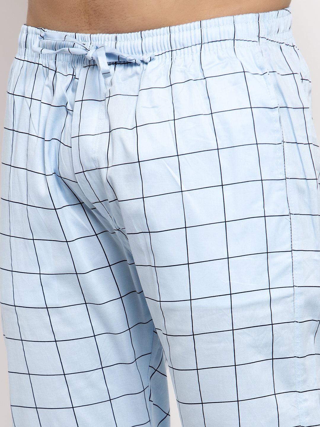 Jainish Men's Blue Checked Cotton Track Pants ( JOG 012Sky ) - Distacart