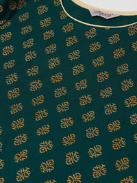 Thumbnail for Jompers Women Green & Golden Printed Kurta with Palazzos & Dupatta - Distacart