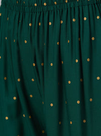 Thumbnail for Jompers Women Green & Golden Printed Kurta with Palazzos & Dupatta - Distacart