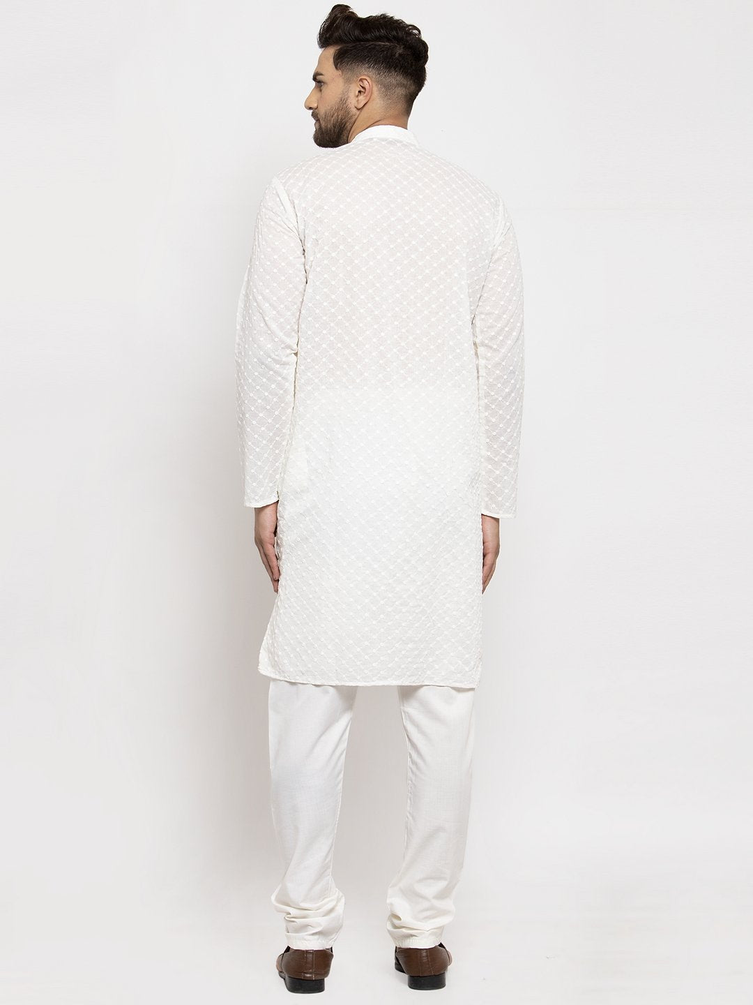 Jompers Men Cream Chikan Kurta Only - Distacart