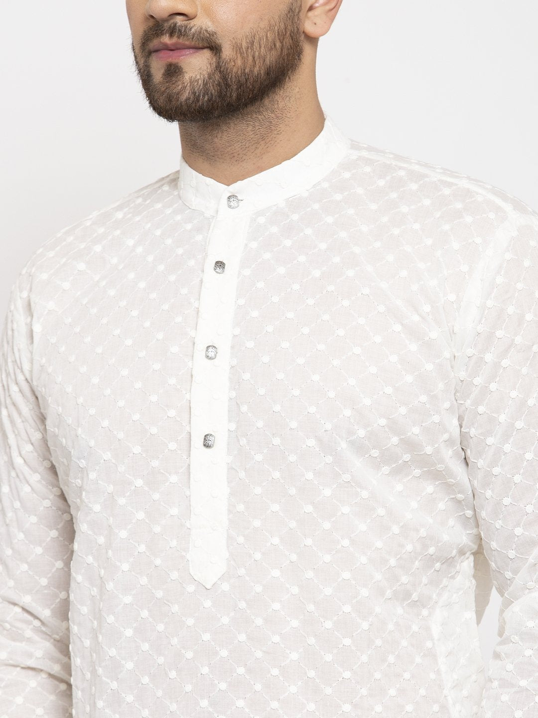 Jompers Men Cream Chikan Kurta Only - Distacart