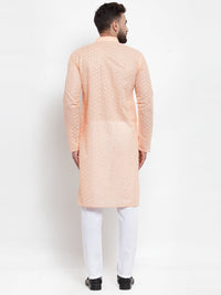 Thumbnail for Jompers Men Orange Chikan Kurta with Churidar - Distacart