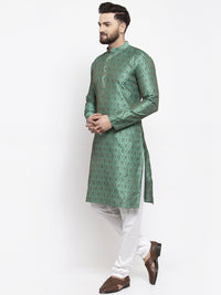 Thumbnail for Jompers Men Green & Grey Jacquard Kurta Only - Distacart