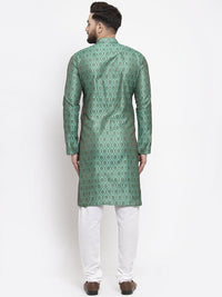 Thumbnail for Jompers Men Green & Grey Jacquard Kurta Only - Distacart