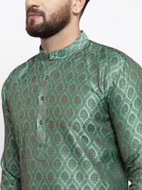 Thumbnail for Jompers Men Green & Grey Jacquard Kurta Only - Distacart