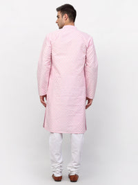 Thumbnail for Jompers Men Pink Chikankari Kurta with Churidar - Distacart