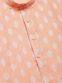 Thumbnail for Jompers Men's Peach Cotton Floral printed kurta Only