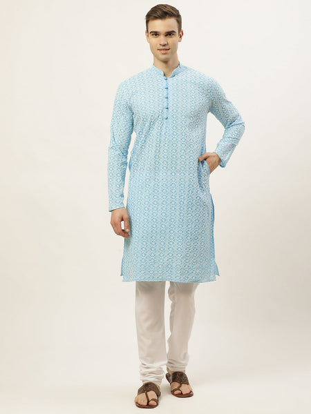 Jompers Men's Sky Embroidered Kurta Payjama Sets
