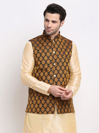 Thumbnail for Jompers Men's Black Self-Designed Black Waistcoat