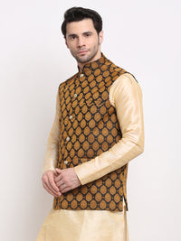 Thumbnail for Jompers Men's Black Self-Designed Black Waistcoat