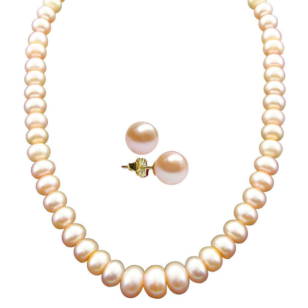 J Pearls New Single Line Peach Pearl Necklace - Real Pearl Jewelry - Distacart