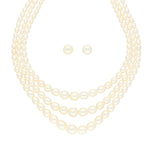 Thumbnail for J Pearls 3 Lines Oval Pearl Necklace - Real Pearl Jewelry - Distacart