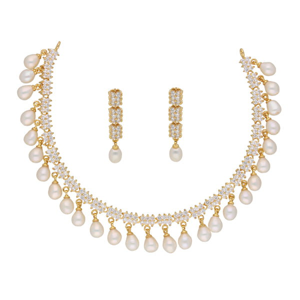 J Pearls Shine Stone Pearl Necklace - Real Pearl Jewelry - Distacart