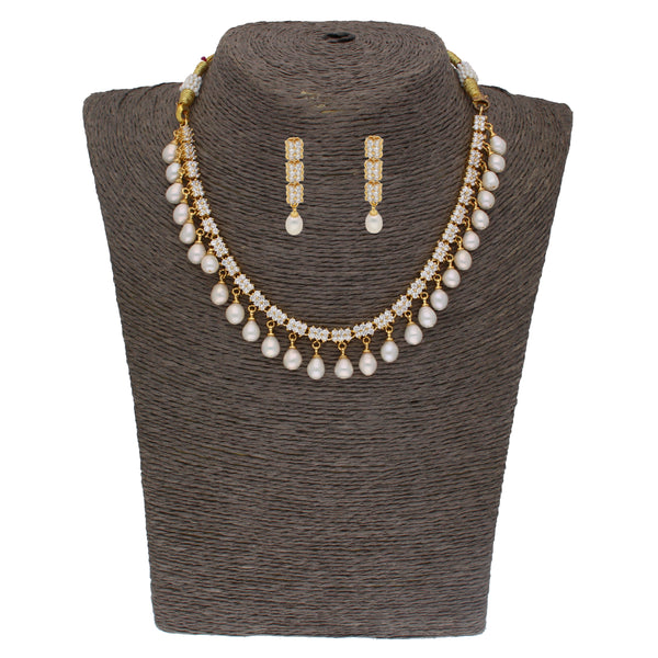 J Pearls Shine Stone Pearl Necklace - Real Pearl Jewelry - Distacart