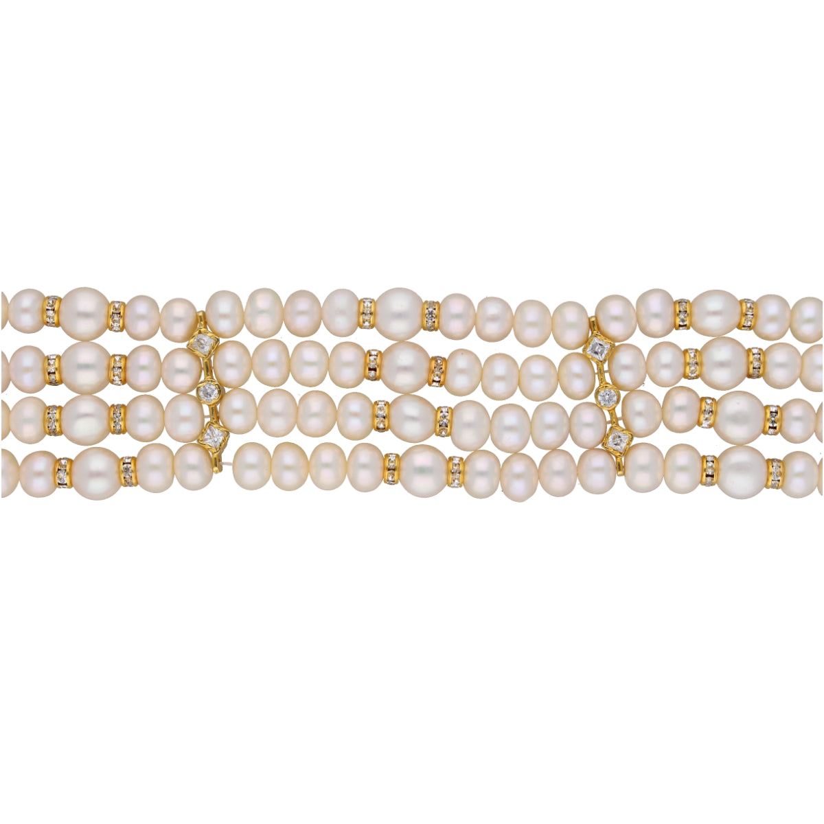 J Pearls Warda 4 Lines Round Pearl Choker - Real Pearl Jewelry - Distacart