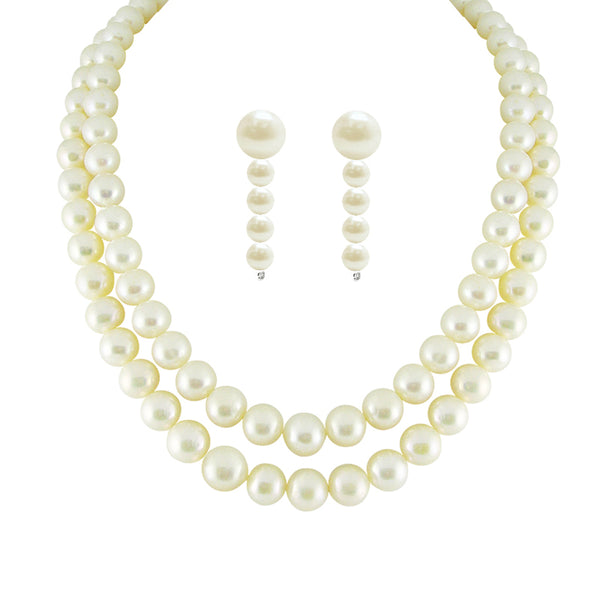J Pearls New Dual Line Classic Pearl Necklace - Real Pearl Jewelry - Distacart