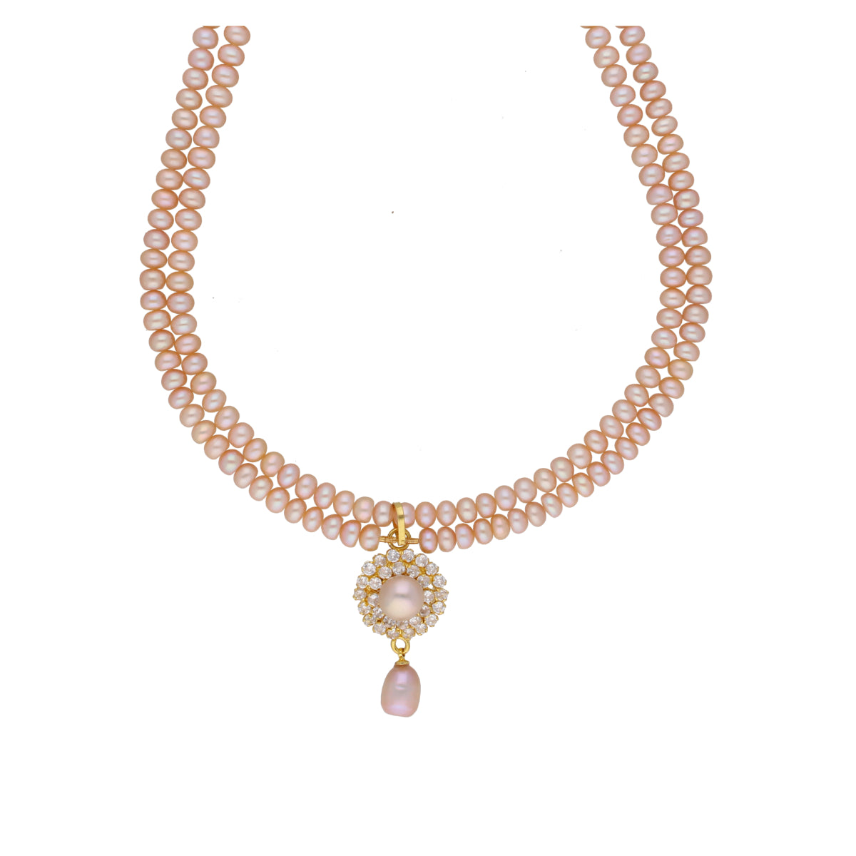 J Pearls Siddhi 2 Lines Button Pearl Set - Real Pearl Jewelry - Distacart