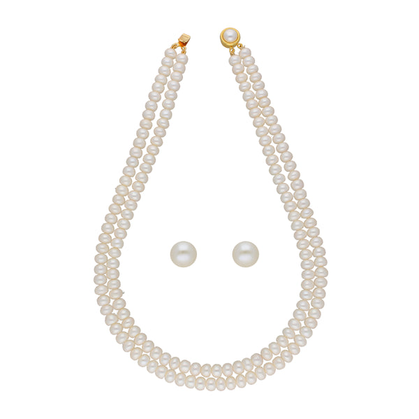 J Pearls Eeshani 2 Lines Pearl Necklaces - Real Pearl Jewelry - Distacart