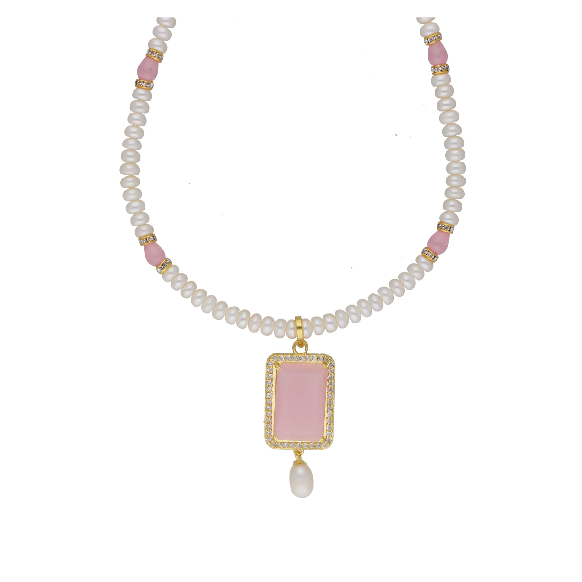 J Pearls Anahita 1 Line Square Pearl Set - Real Pearl Jewelry - Distacart