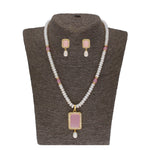 Thumbnail for J Pearls Anahita 1 Line Square Pearl Set - Real Pearl Jewelry - Distacart