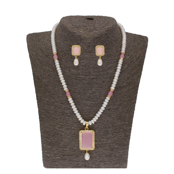 J Pearls Anahita 1 Line Square Pearl Set - Real Pearl Jewelry - Distacart