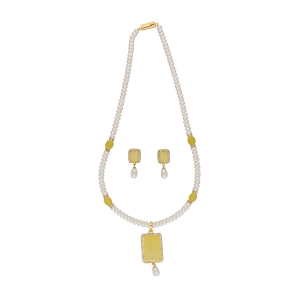 J Pearls Daksina 1 Line Square Pearl Set - Real Pearl Jewelry - Distacart