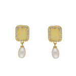 Thumbnail for J Pearls Daksina 1 Line Square Pearl Set - Real Pearl Jewelry - Distacart